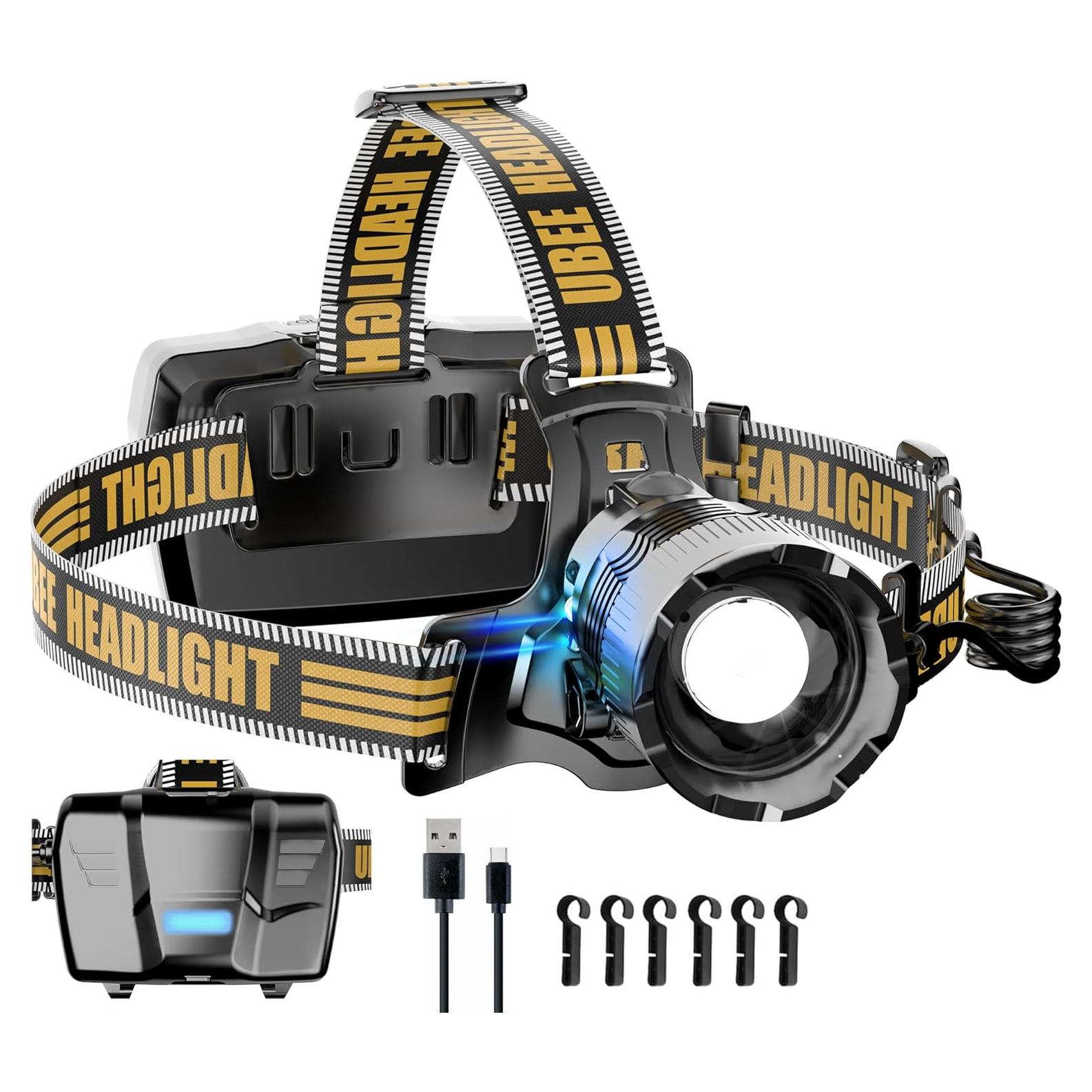 Linterna Frontal Recargable UBEE 800LM IP68 7 Modos Ajustable