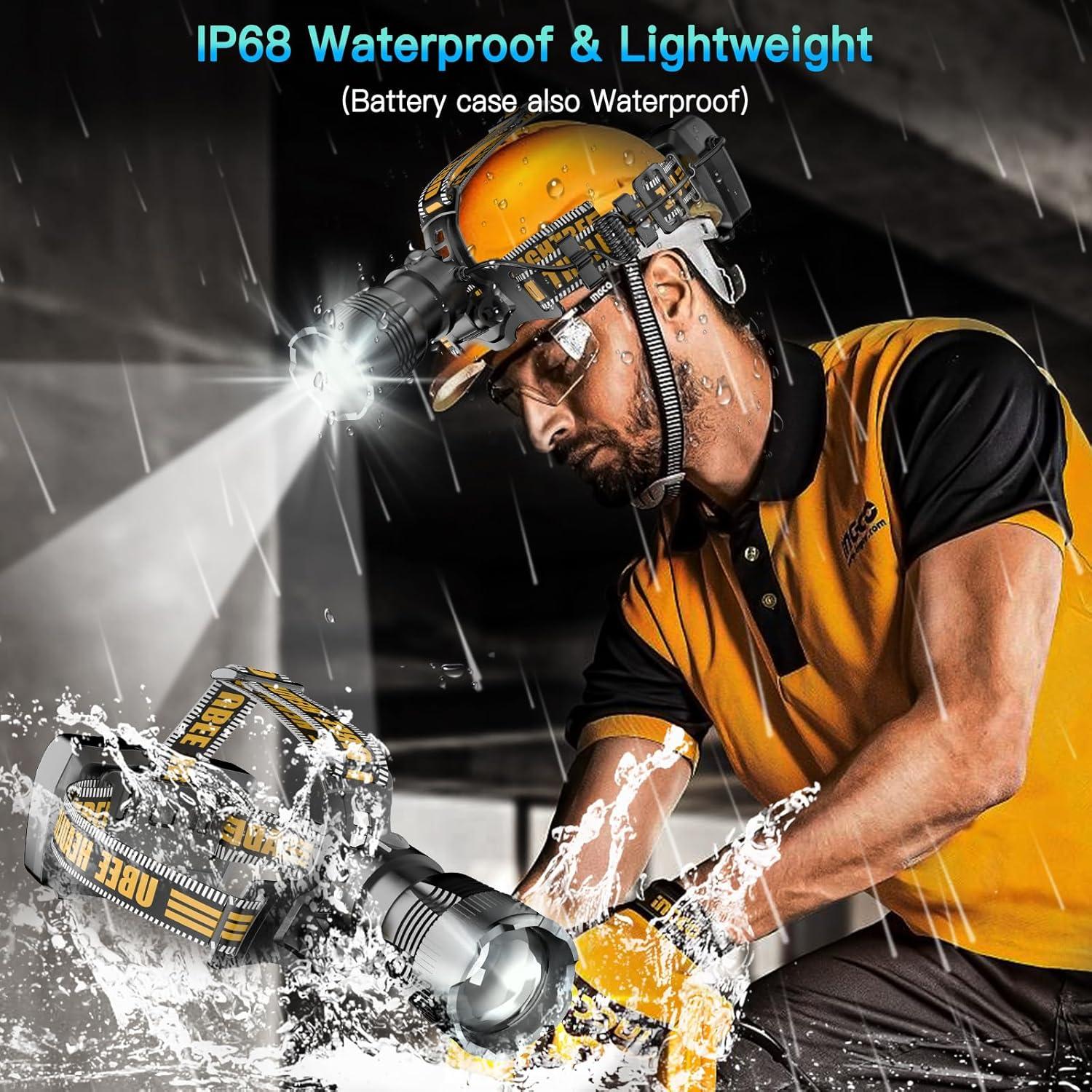 Linterna Frontal Recargable UBEE 800LM IP68 7 Modos Ajustable