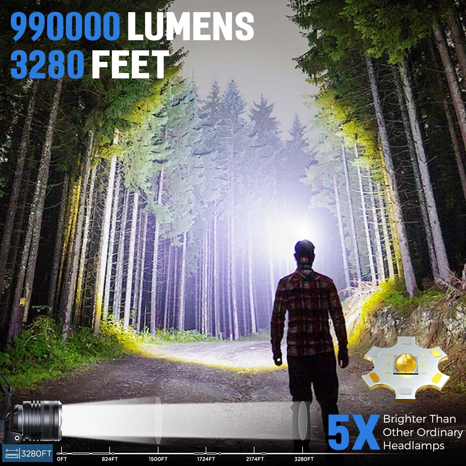 Linterna Frontal Recargable BERCOL TD62 99,000 Lúmenes 5 Modos