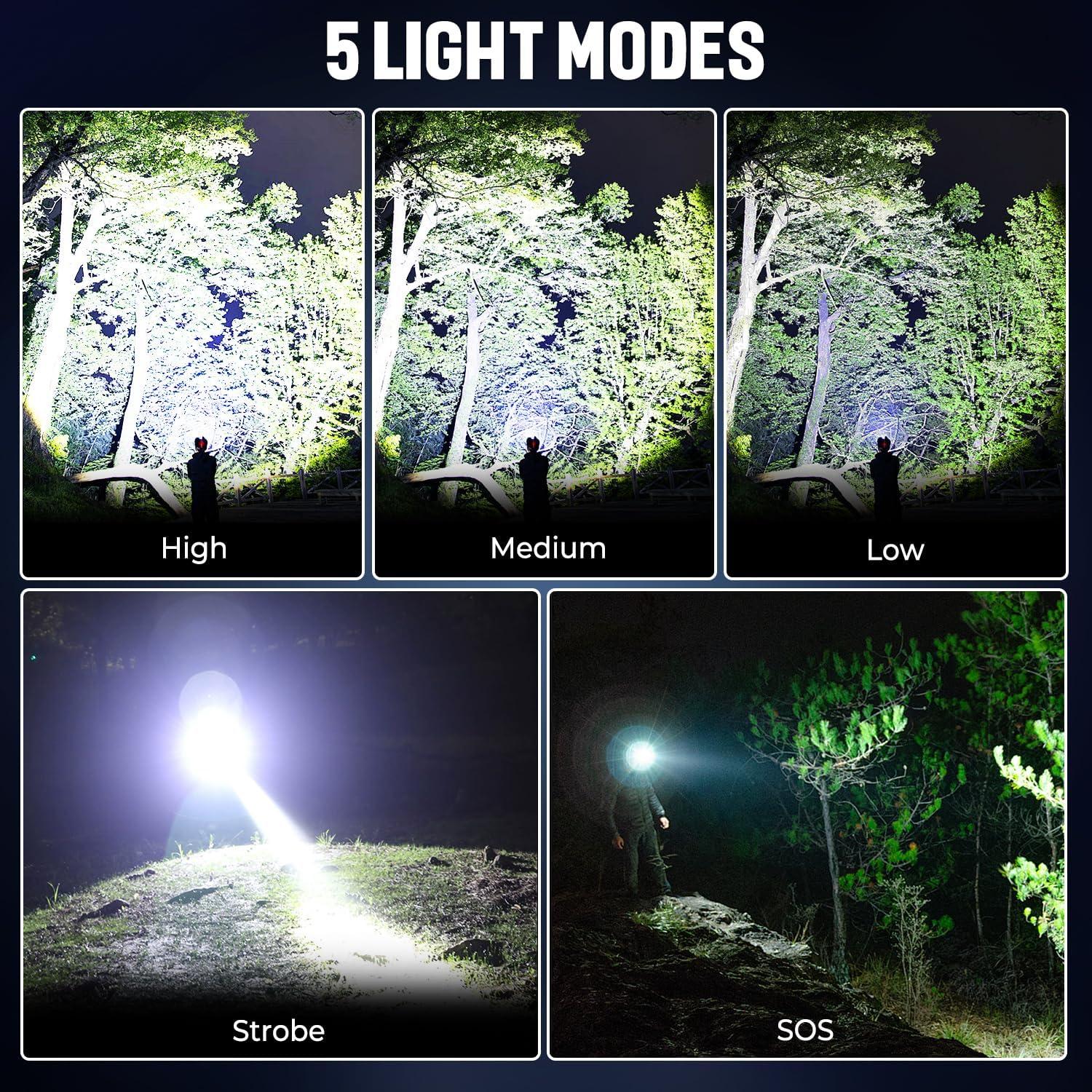 Linterna Frontal Recargable BERCOL TD62 99,000 Lúmenes 5 Modos