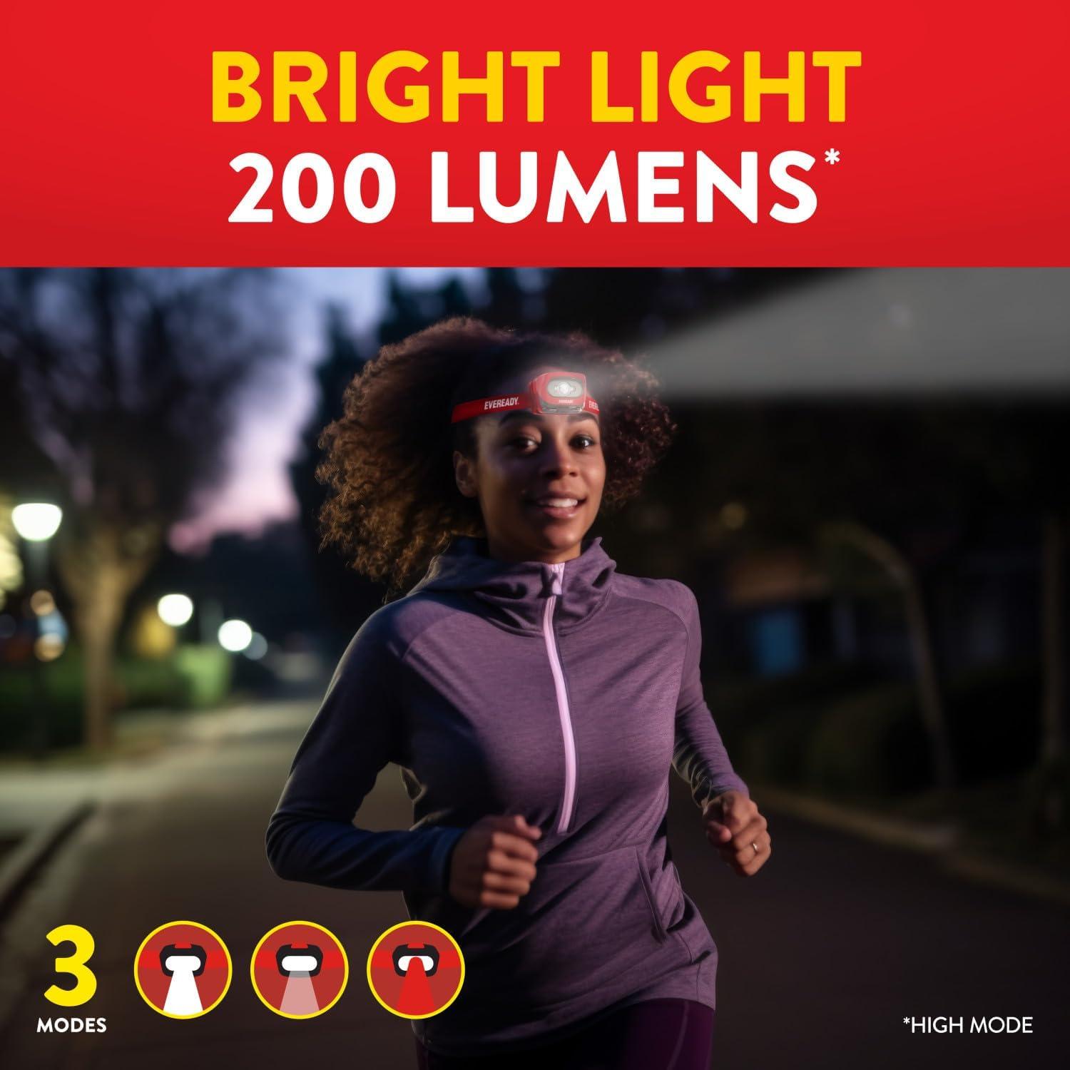 Linterna Frontal LED Recargable Eveready HDLLP 200 Lúmenes - 2 Paquete