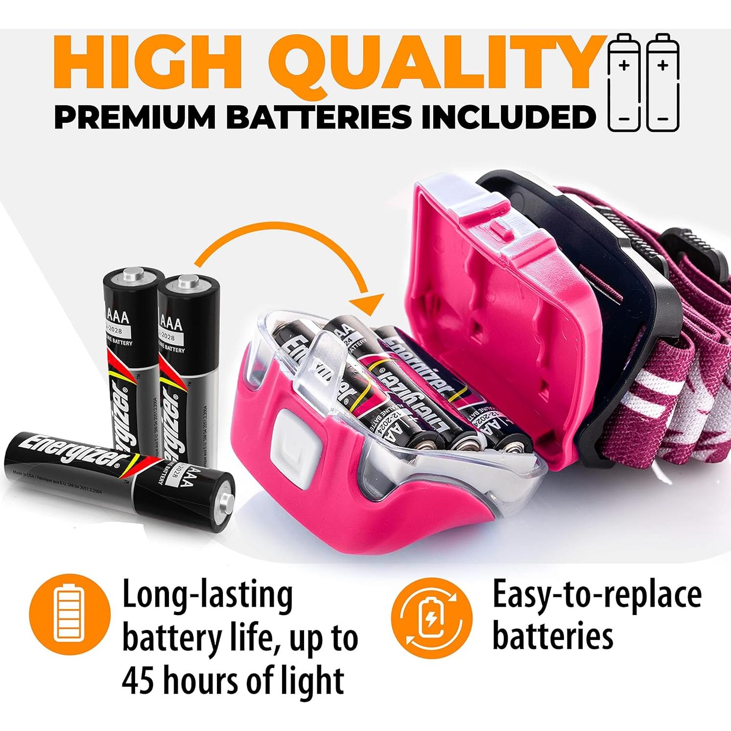 Linterna Frontal LED Foxelli MX20 Rosa Neón 165 Lúmenes