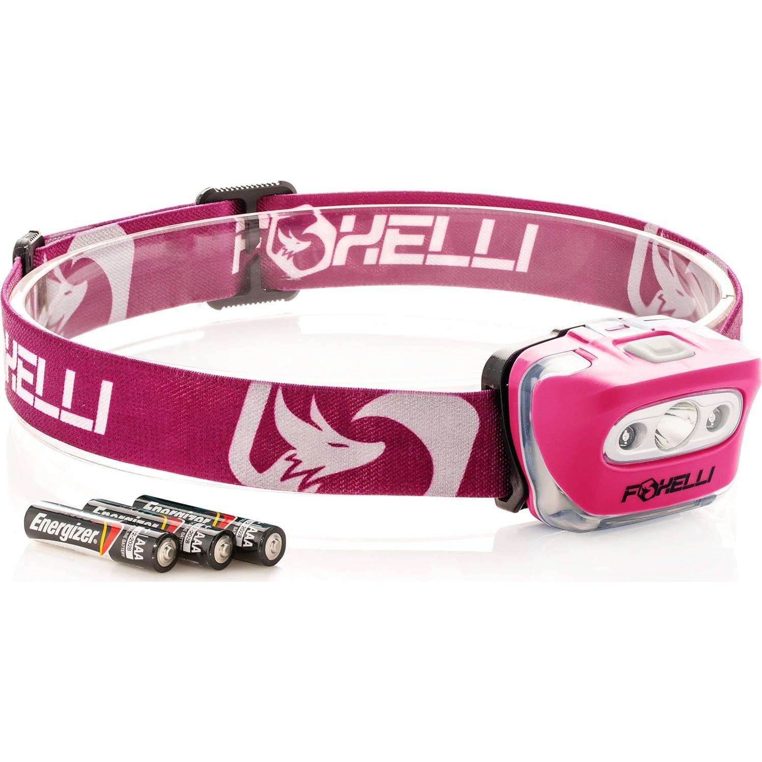 Linterna Frontal LED Foxelli MX20 Rosa Neón 165 Lúmenes