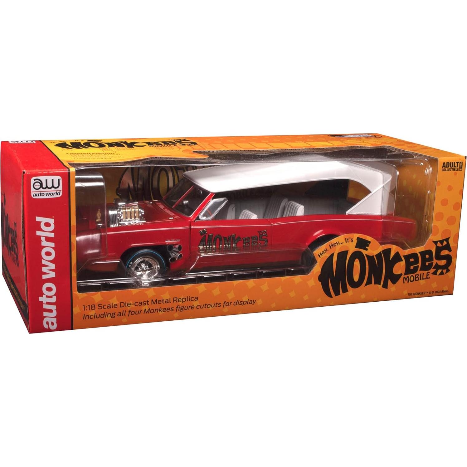 Monkeemobile Diecast 1:18 Round2 Rojo con Blanco