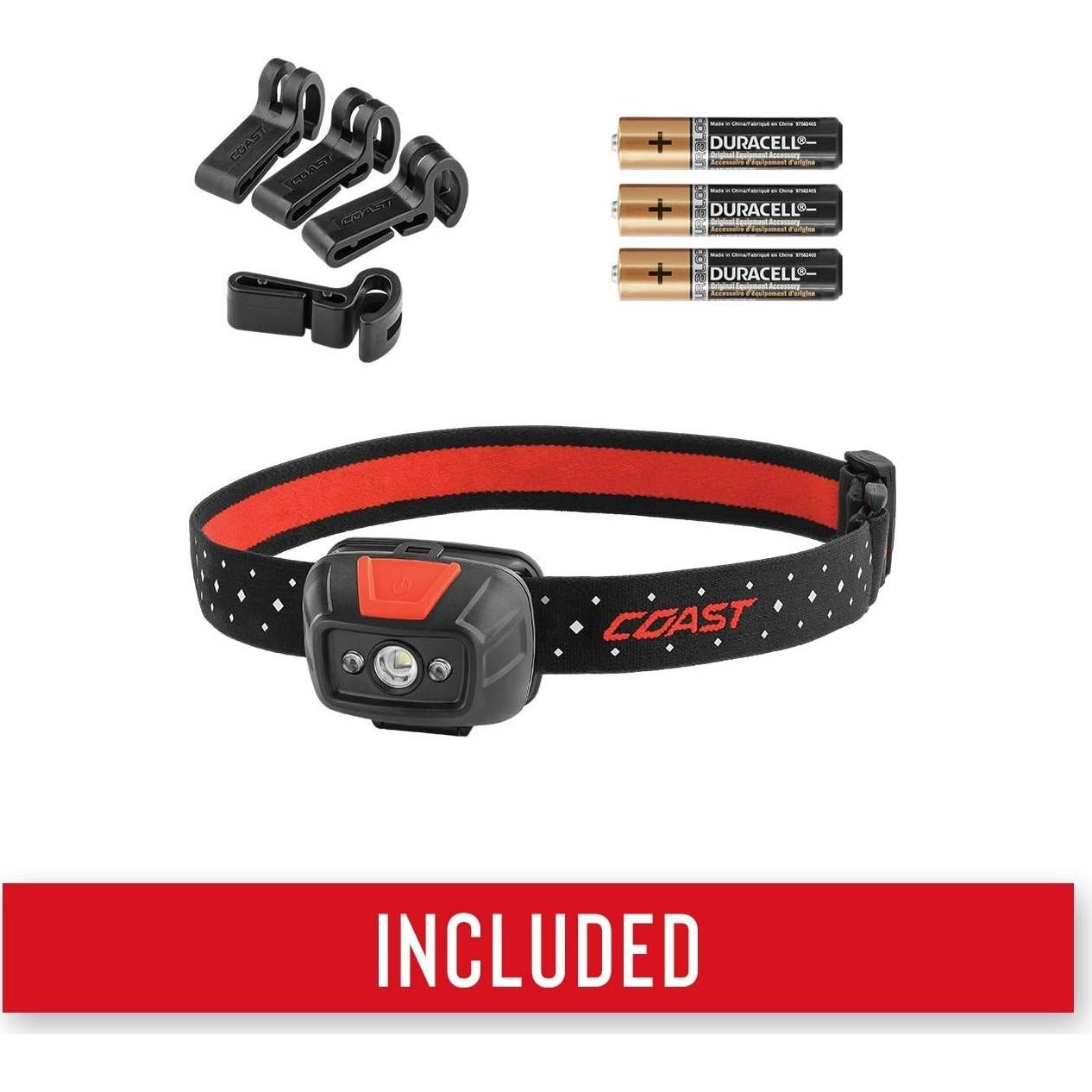 Linterna Frontal LED Coast FL19 365 Lúmenes Doble Color Negro