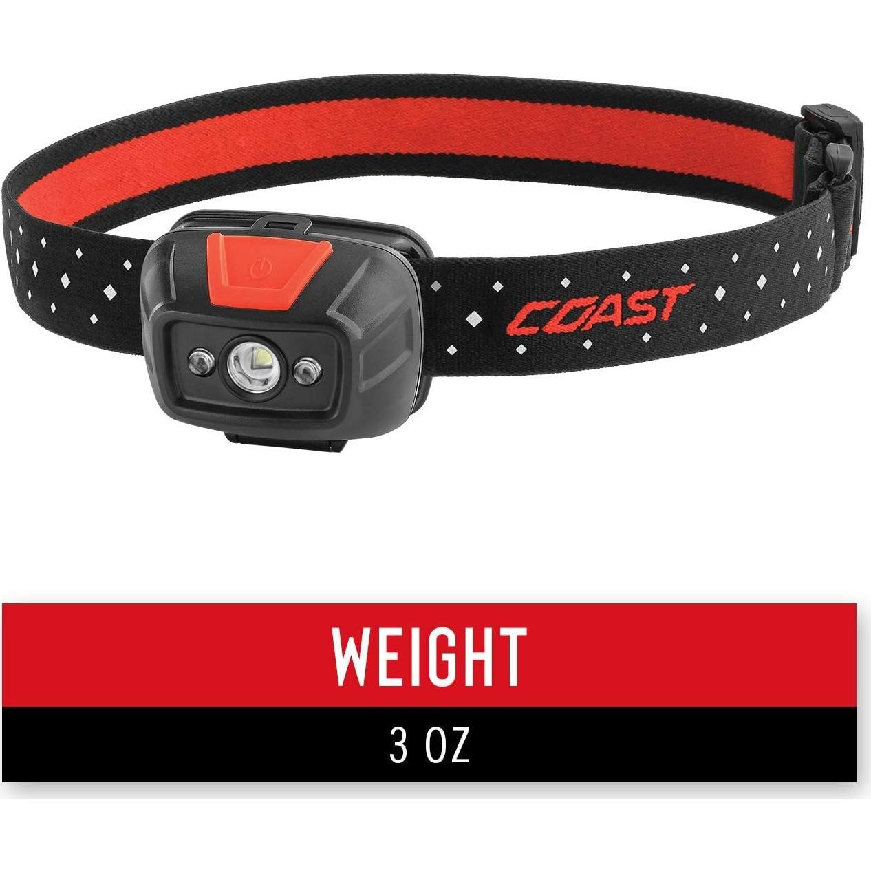 Linterna Frontal LED Coast FL19 365 Lúmenes Doble Color Negro