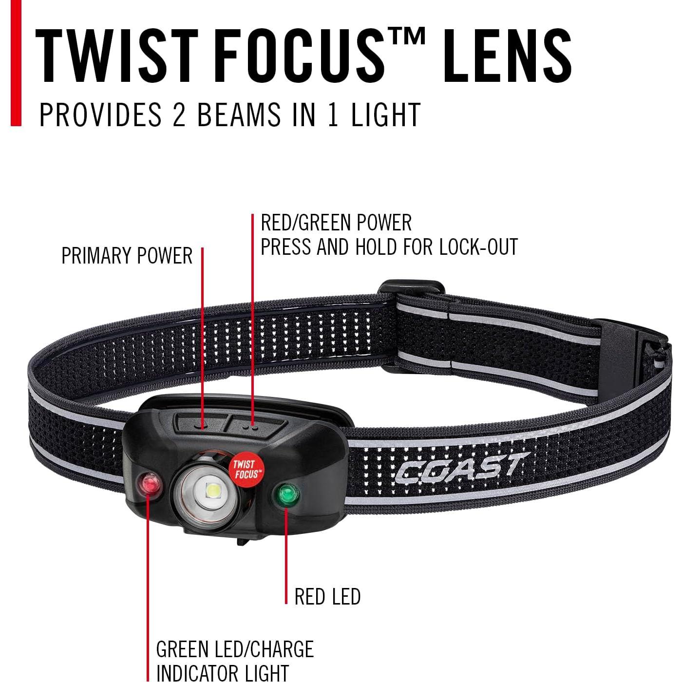 Linterna Frontal Recargable Coast FLX40R 800 Lúmenes IP54