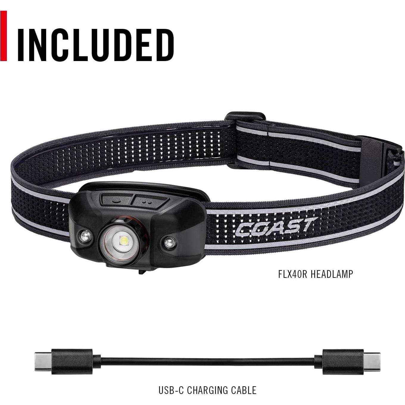 Linterna Frontal Recargable Coast FLX40R 800 Lúmenes IP54