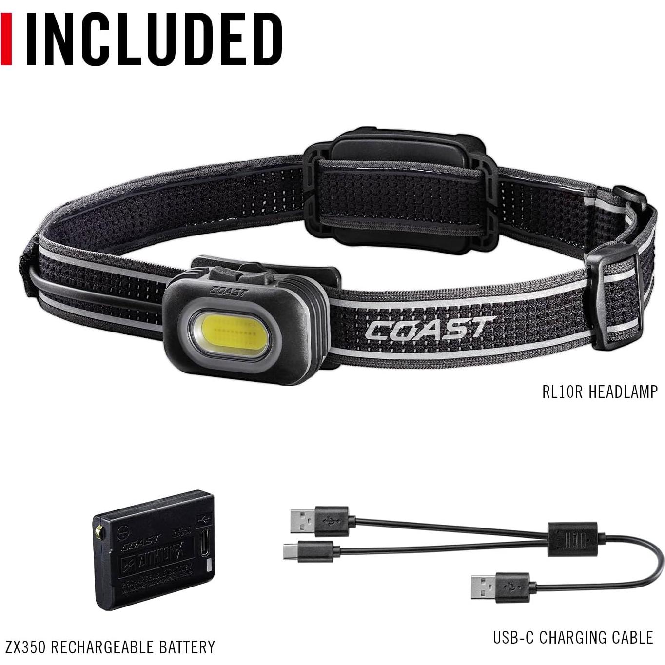 Linterna Frontal Recargable LED Coast RL10R 750 Lúmenes