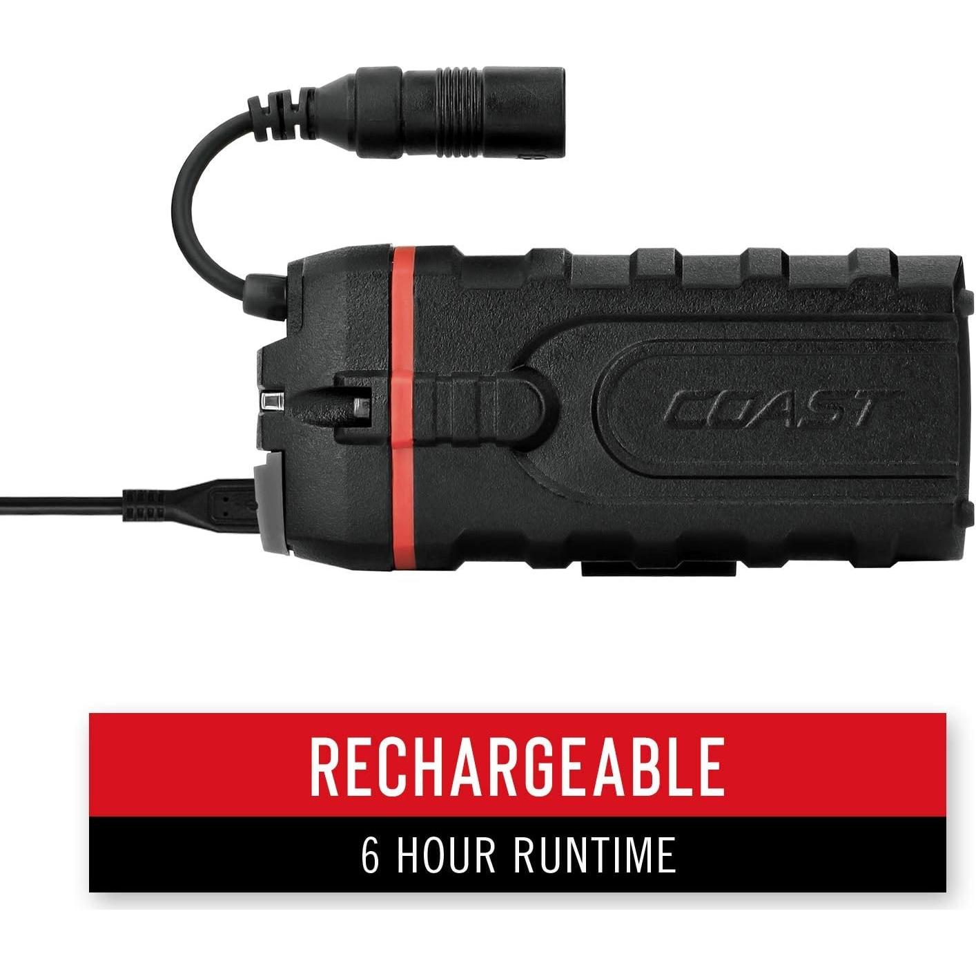 Linterna Frontal Recargable Coast HL8R 800 Lúmenes LED Negra