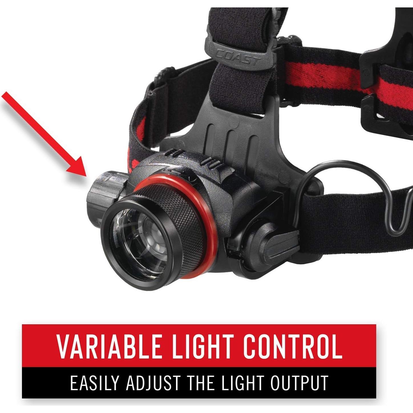 Linterna Frontal Recargable Coast HL8R 800 Lúmenes LED Negra