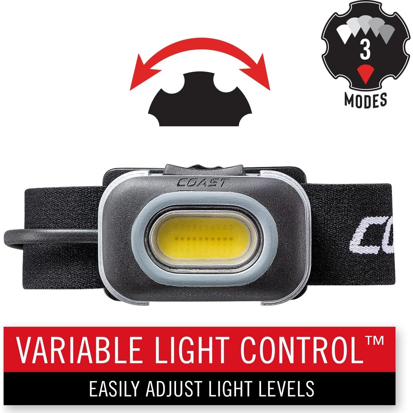 Linterna Frontal LED Coast RL10 560 Lúmenes, Doble Color