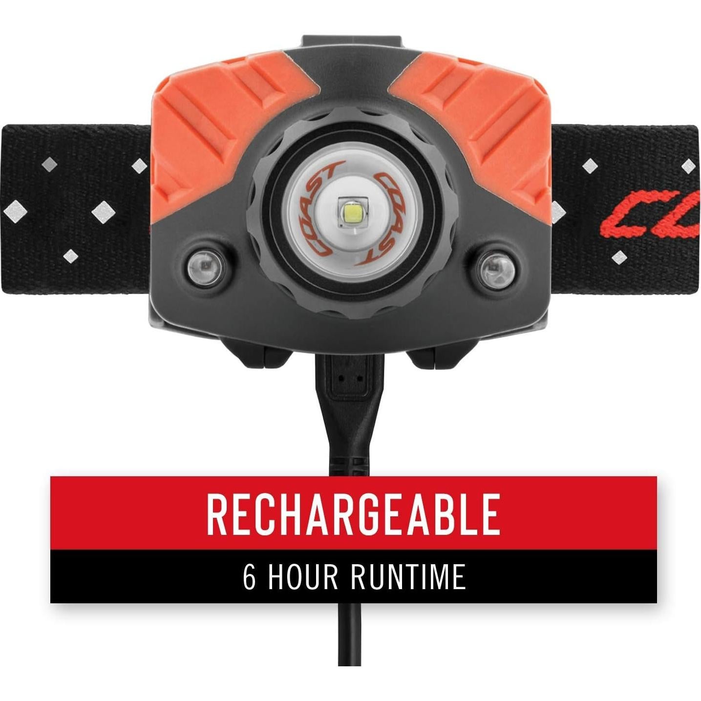 Linterna Frontal Recargable Coast FL75R 530 Lúmenes Naranja