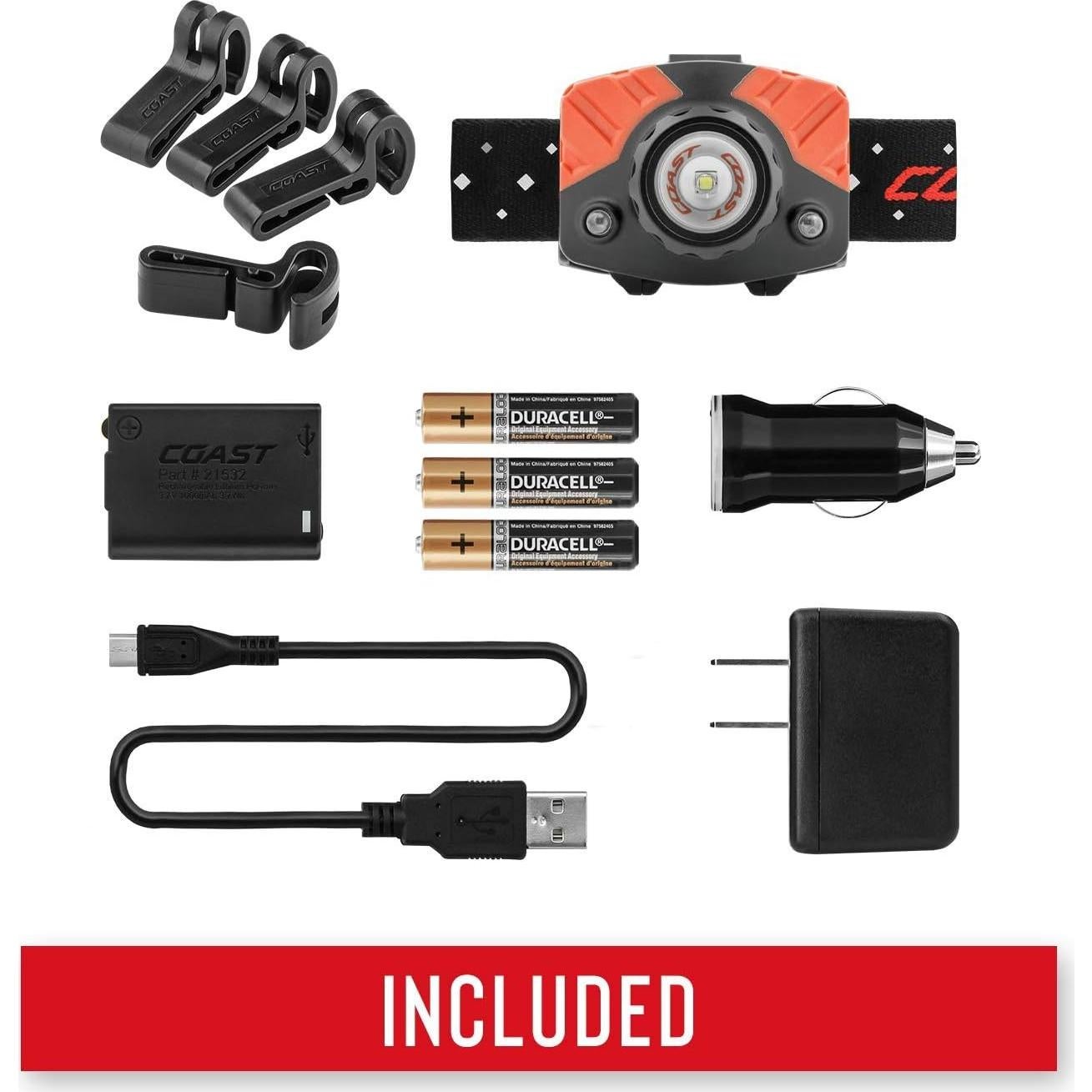 Linterna Frontal Recargable Coast FL75R 530 Lúmenes Naranja