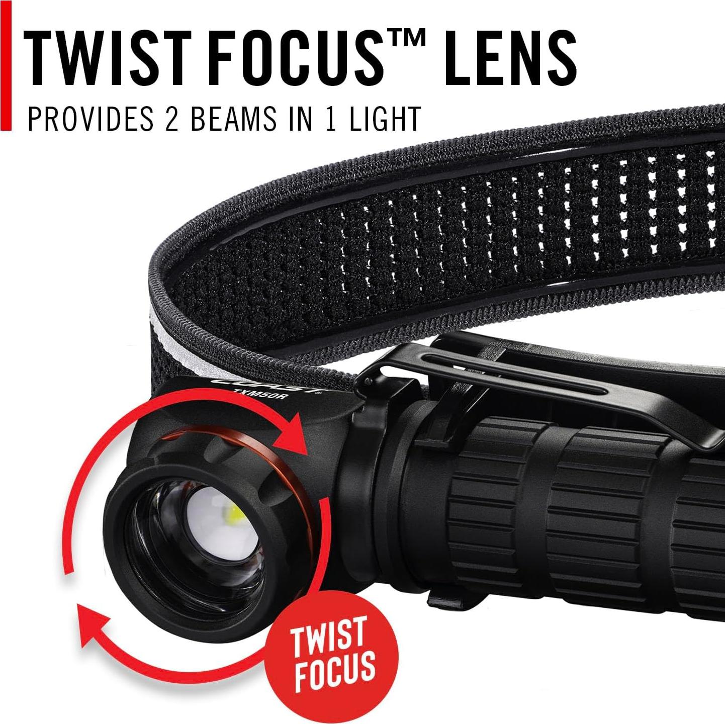 Linterna Frontal Recargable Coast TXM50R 1250 Lúmenes LED