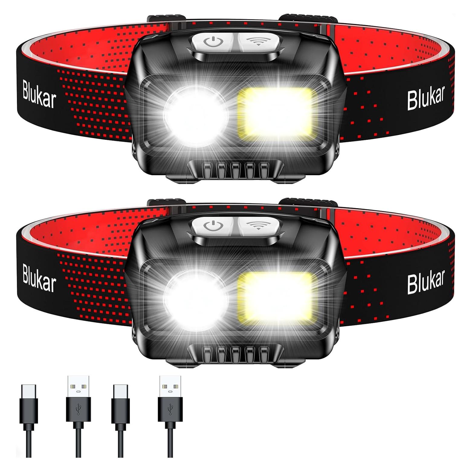 Linterna Frontal Recargable LED Blukar K9111 2000L IPX5 2 Paquete