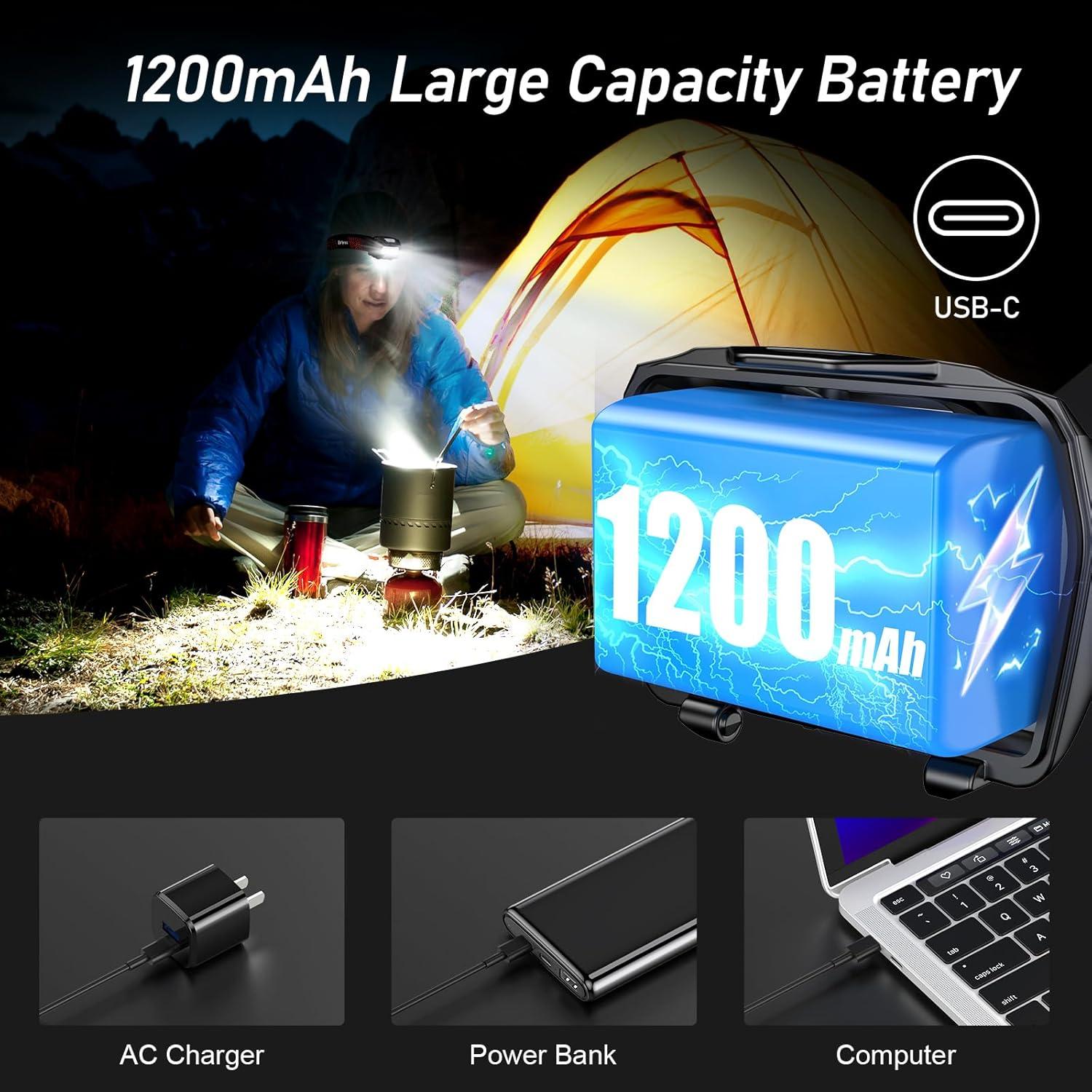 Linterna Frontal Recargable LED Blukar K9111 2000L IPX5 2 Paquete