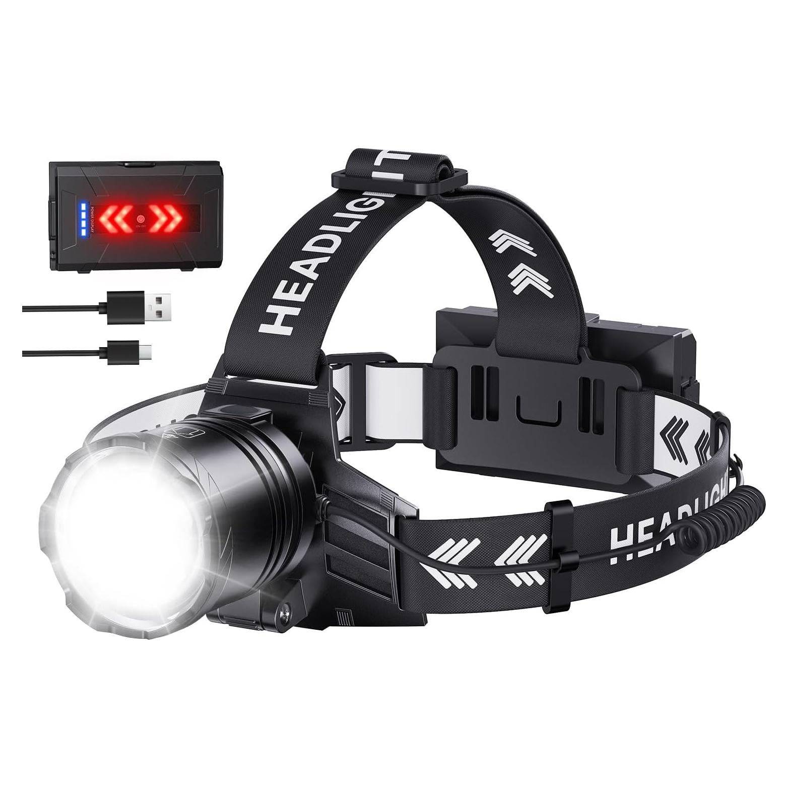 Linterna Frontal Recargable SWZA 2980 Lúmenes 7 Modos IPX7