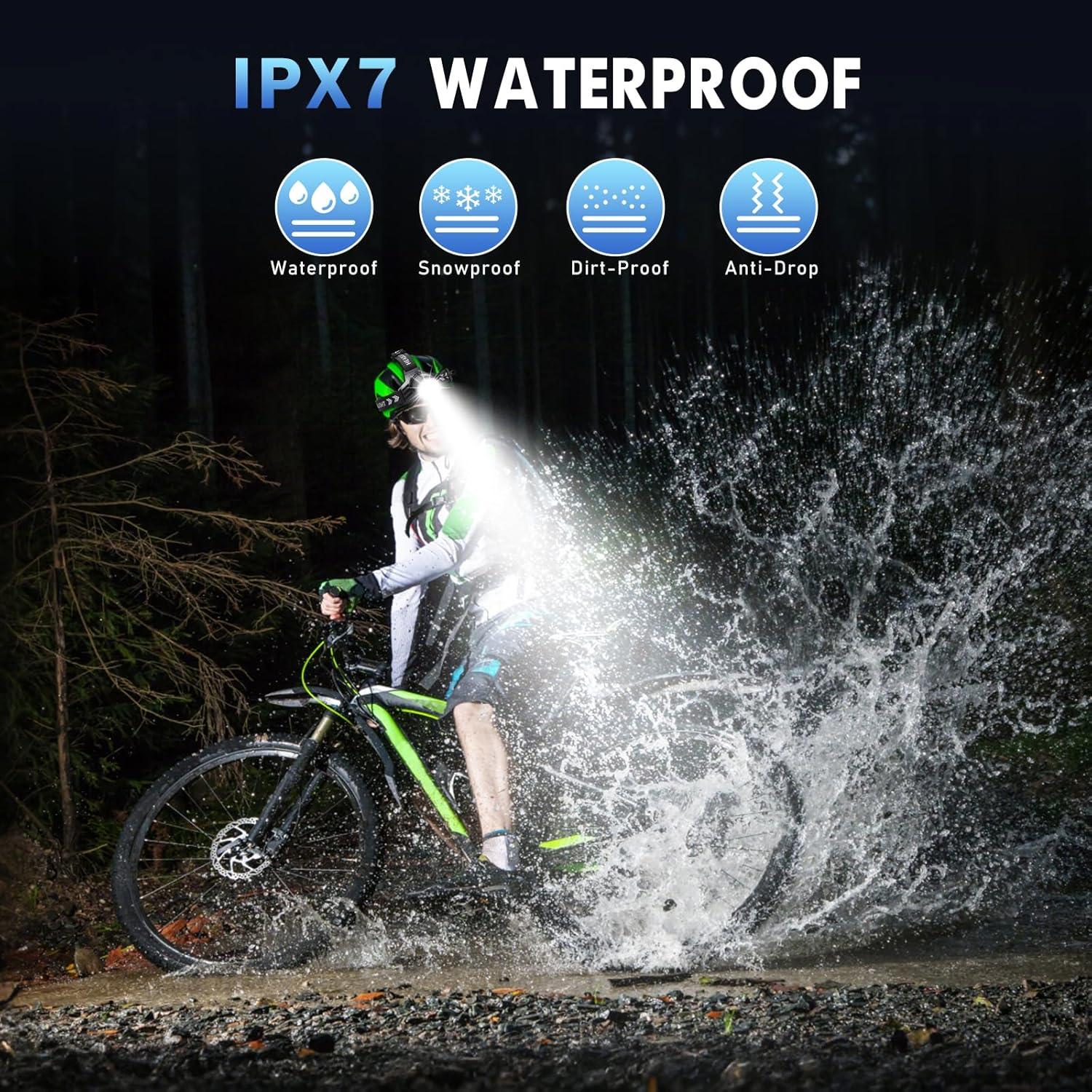 Linterna Frontal Recargable SWZA 2980 Lúmenes 7 Modos IPX7