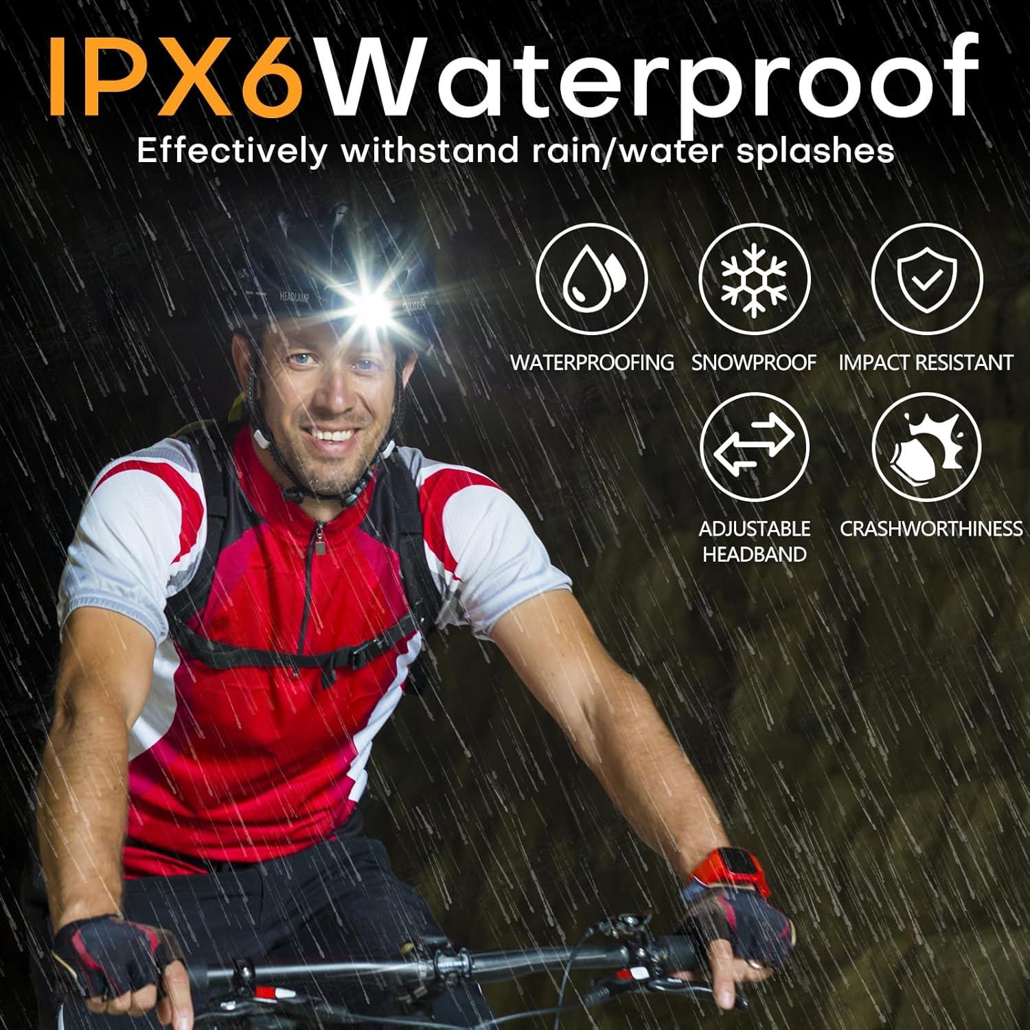 Linterna Frontal LED Sogdeco Recargable IPX6 9 Modos 2000 Lúmenes