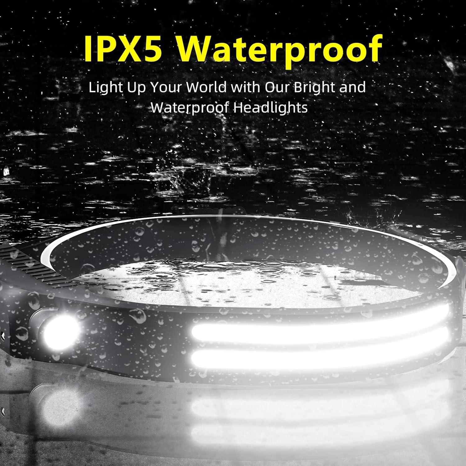 Linterna Frontal LED Beccason 3PCS 230° COB Recargable