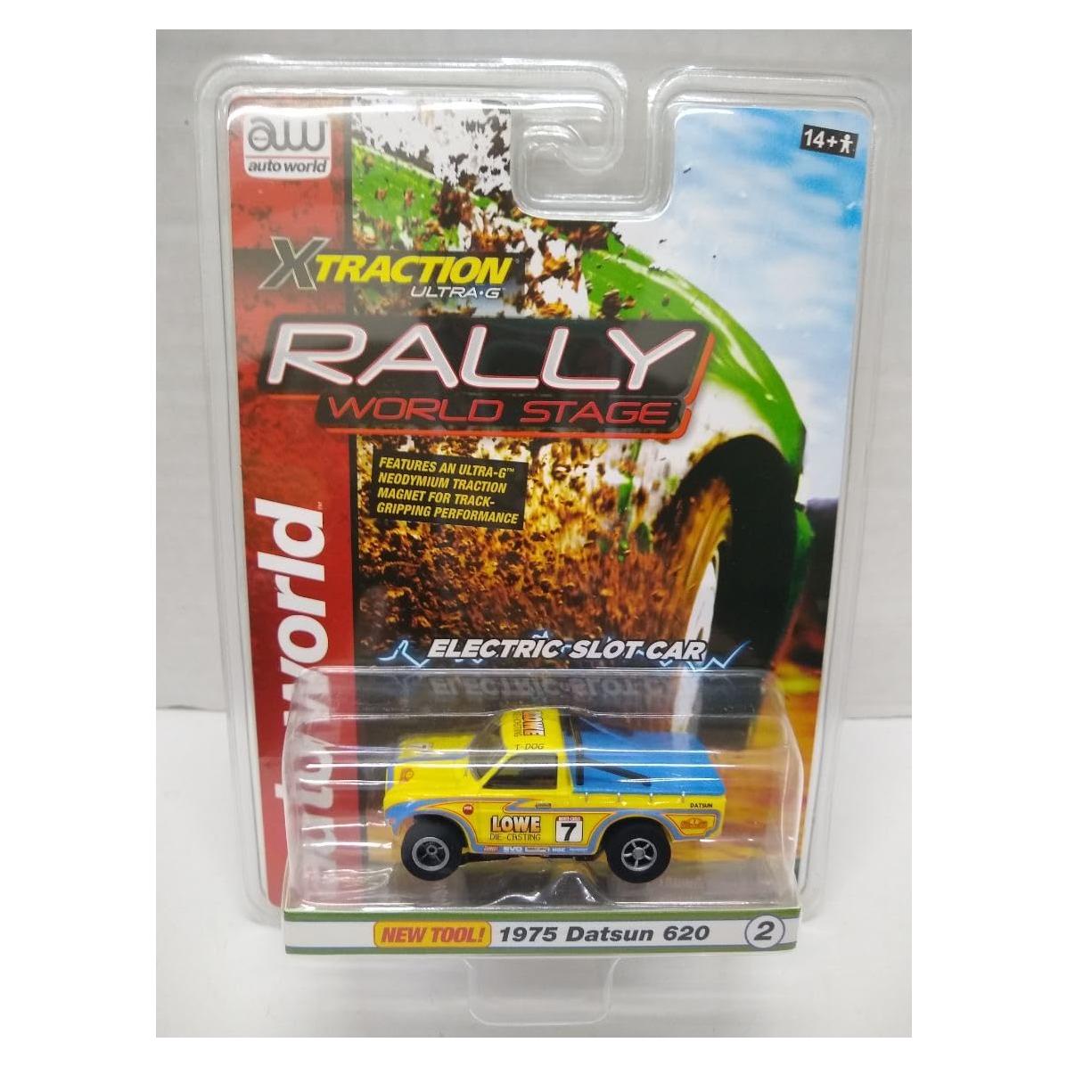 Coche Eléctrico de Slot Auto World Datsun 620 HO Amarillo Azul