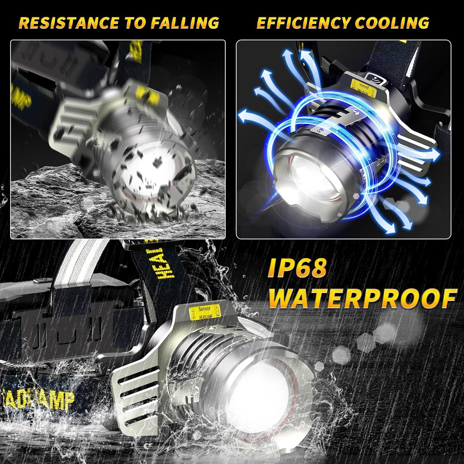Linterna Frontal Recargable ZOYYE01 5000 Lúmenes 9 Modos