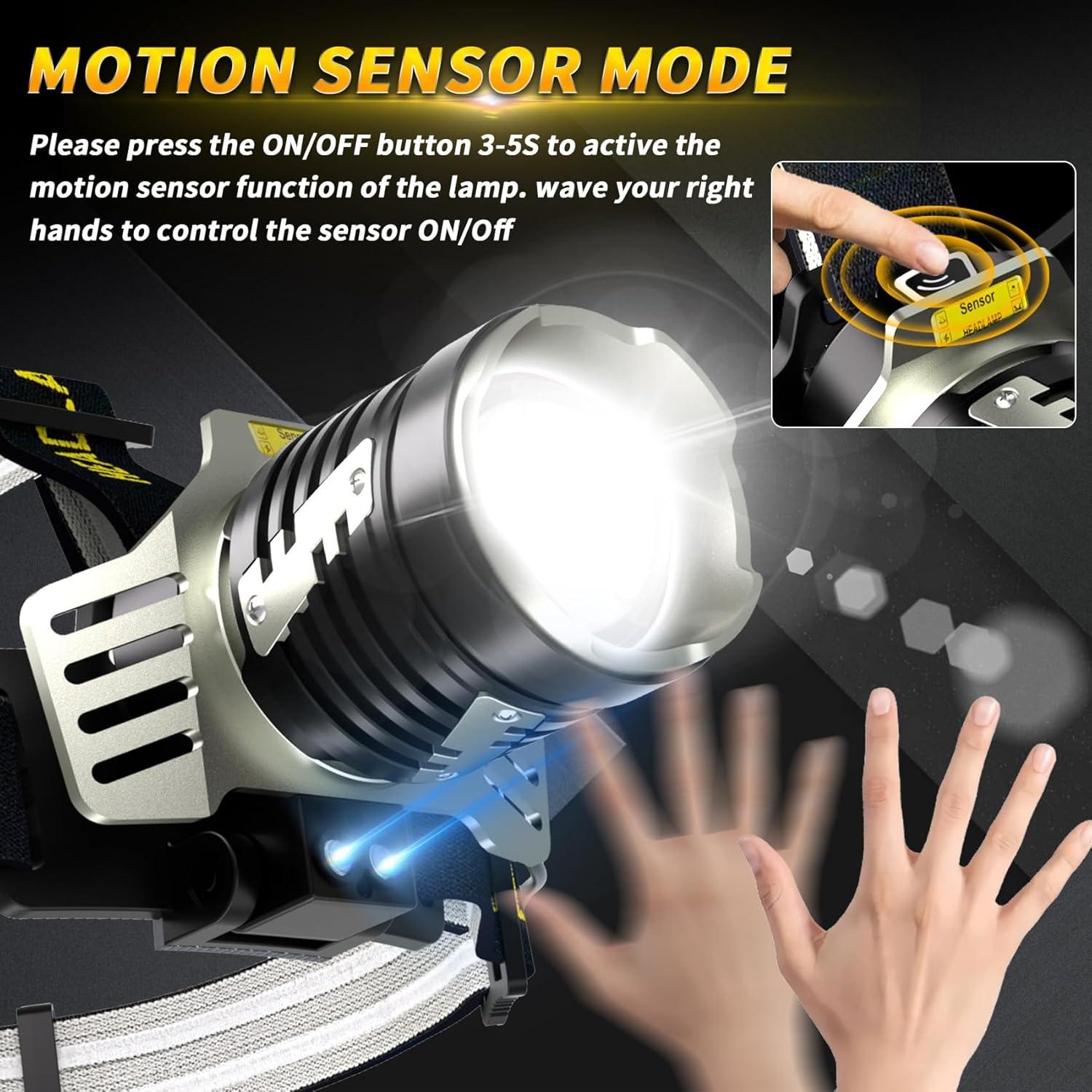 Linterna Frontal Recargable ZOYYE01 5000 Lúmenes 9 Modos