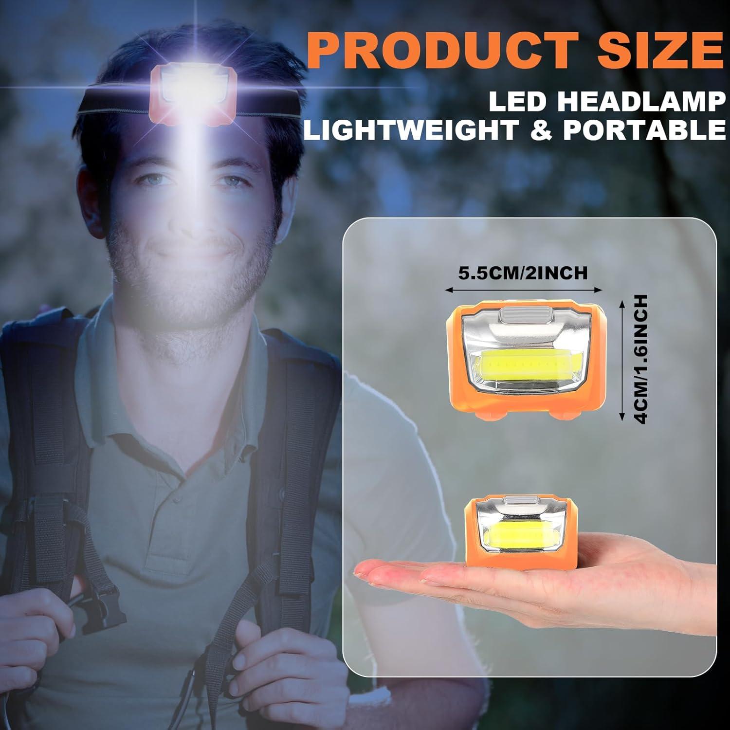 Paquete de 18 Linternas Frontales LED Macarrie IPX4 Naranjas