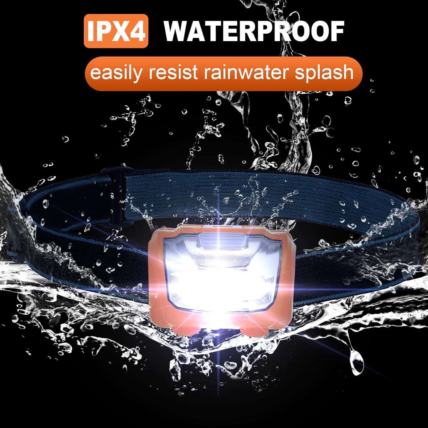 Paquete de 18 Linternas Frontales LED Macarrie IPX4 Naranjas