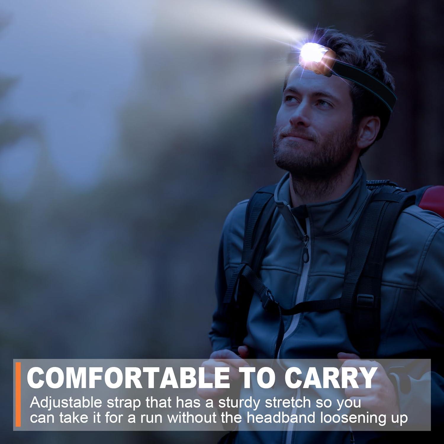 Paquete de 18 Linternas Frontales LED Macarrie IPX4 Naranjas