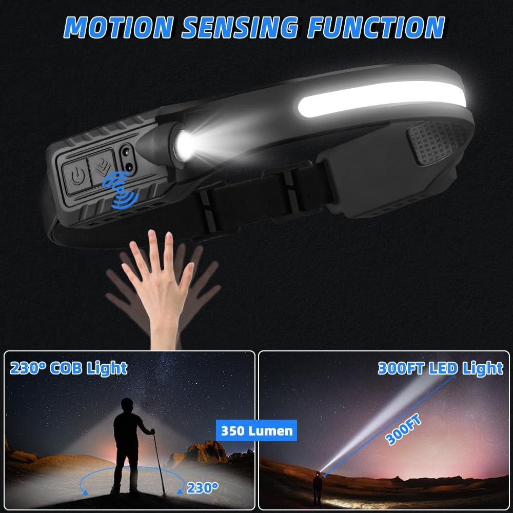 Linterna Frontal Recargable UUYEE 3Pack LED 230° 5 Modos IPX4