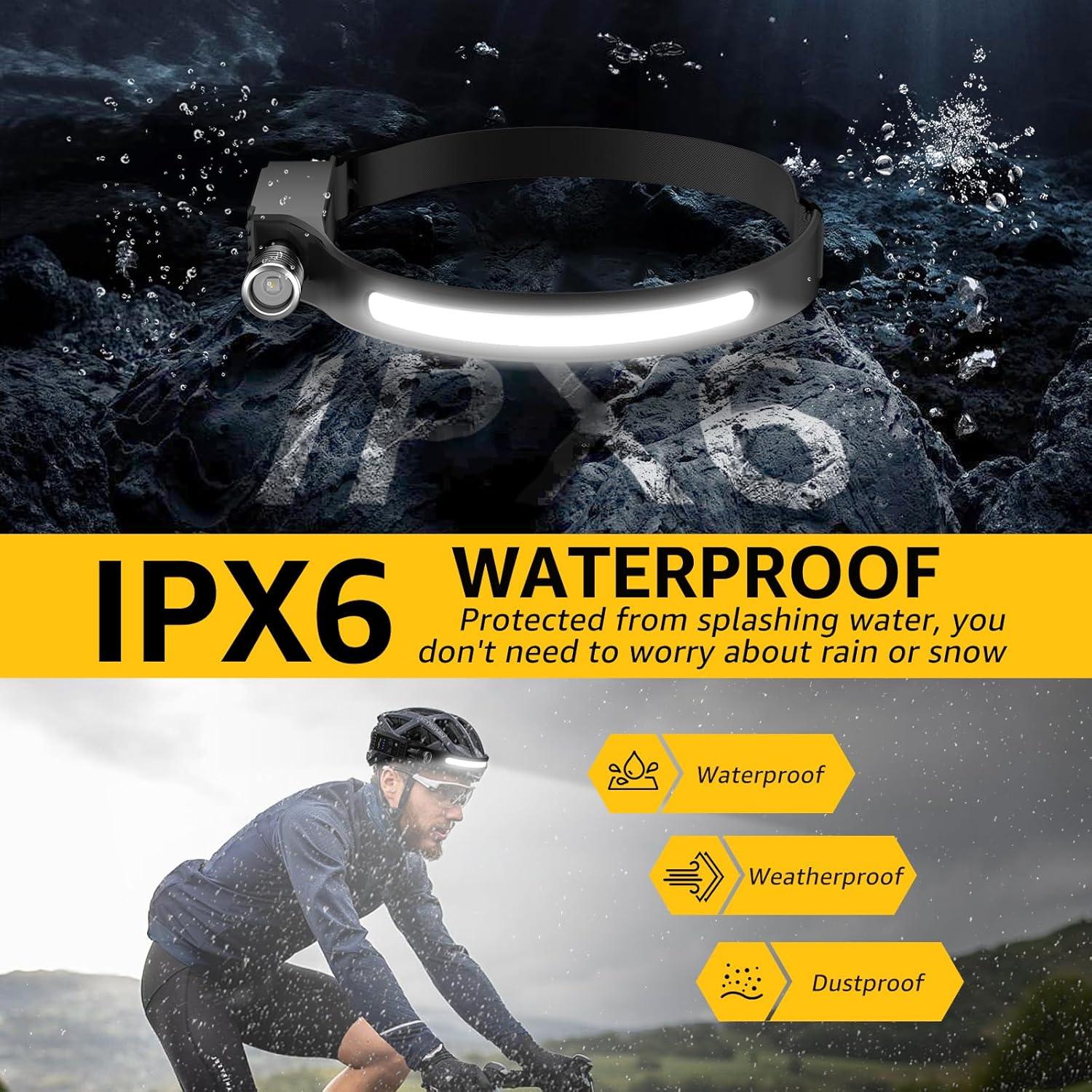 Linterna Frontal Recargable Demlaies 230° LED 8 Modos IPX6