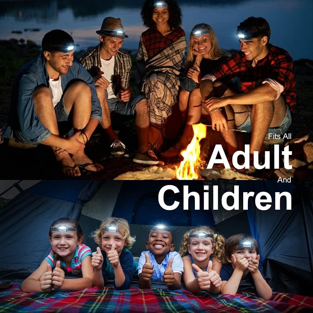 Paquete de 8 Linternas Frontales LED Vaasee con 24 Pilas AAA