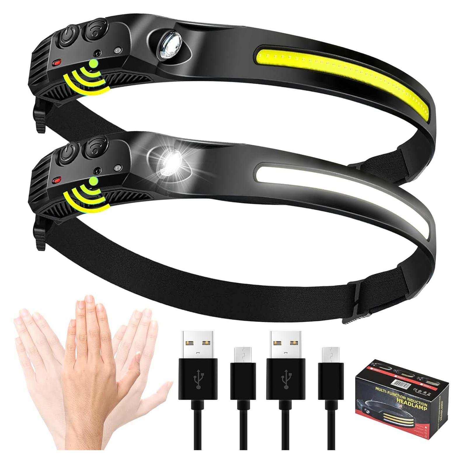 Linternas Frontales Recargables Aosyax 2000mAh 2PCS USB-C