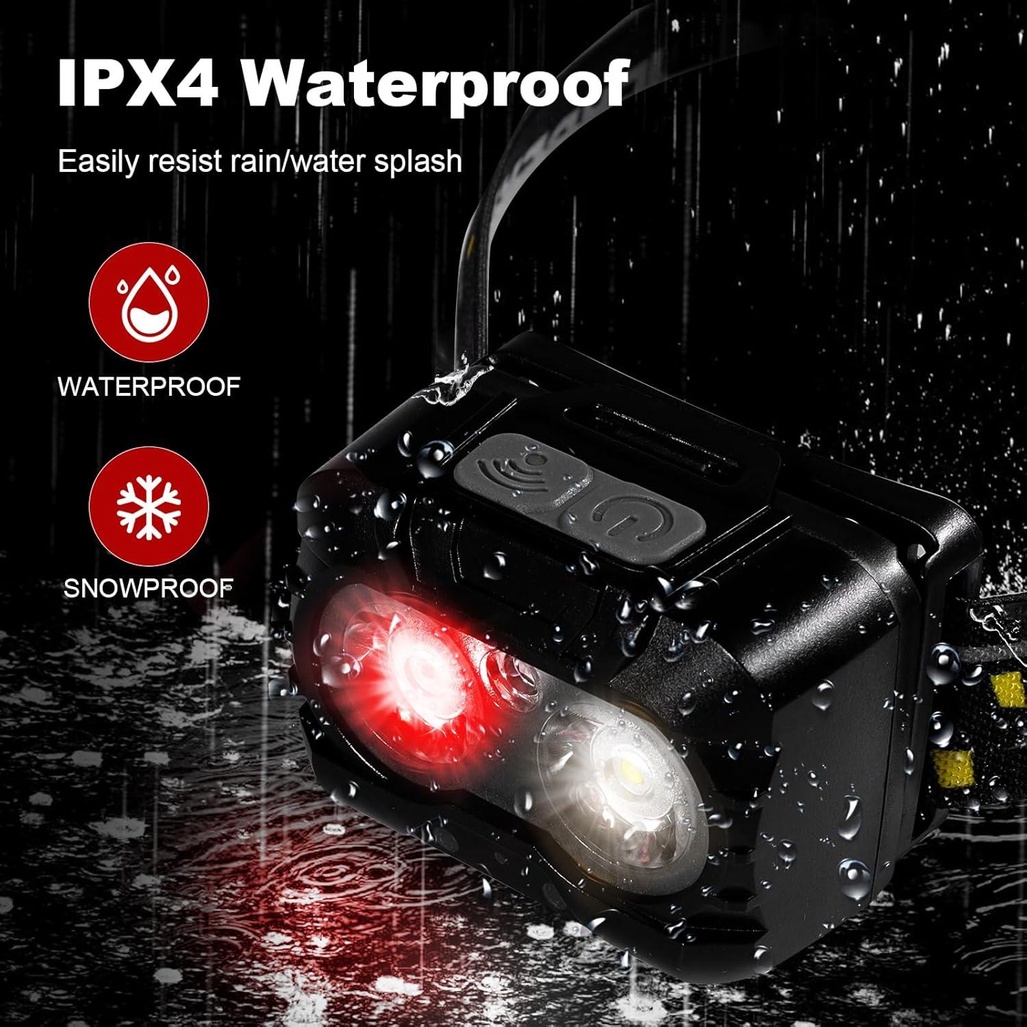 Linterna Frontal LED KunHe Rojo/Blanco 250 Lúmenes 2-Pack