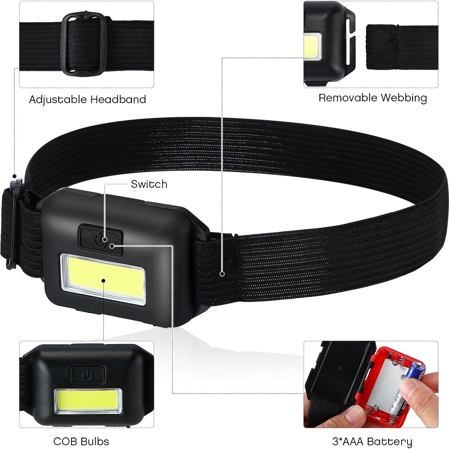 Juego de 96 Linternas Frontales LED Glooglitter 800 Lúmenes