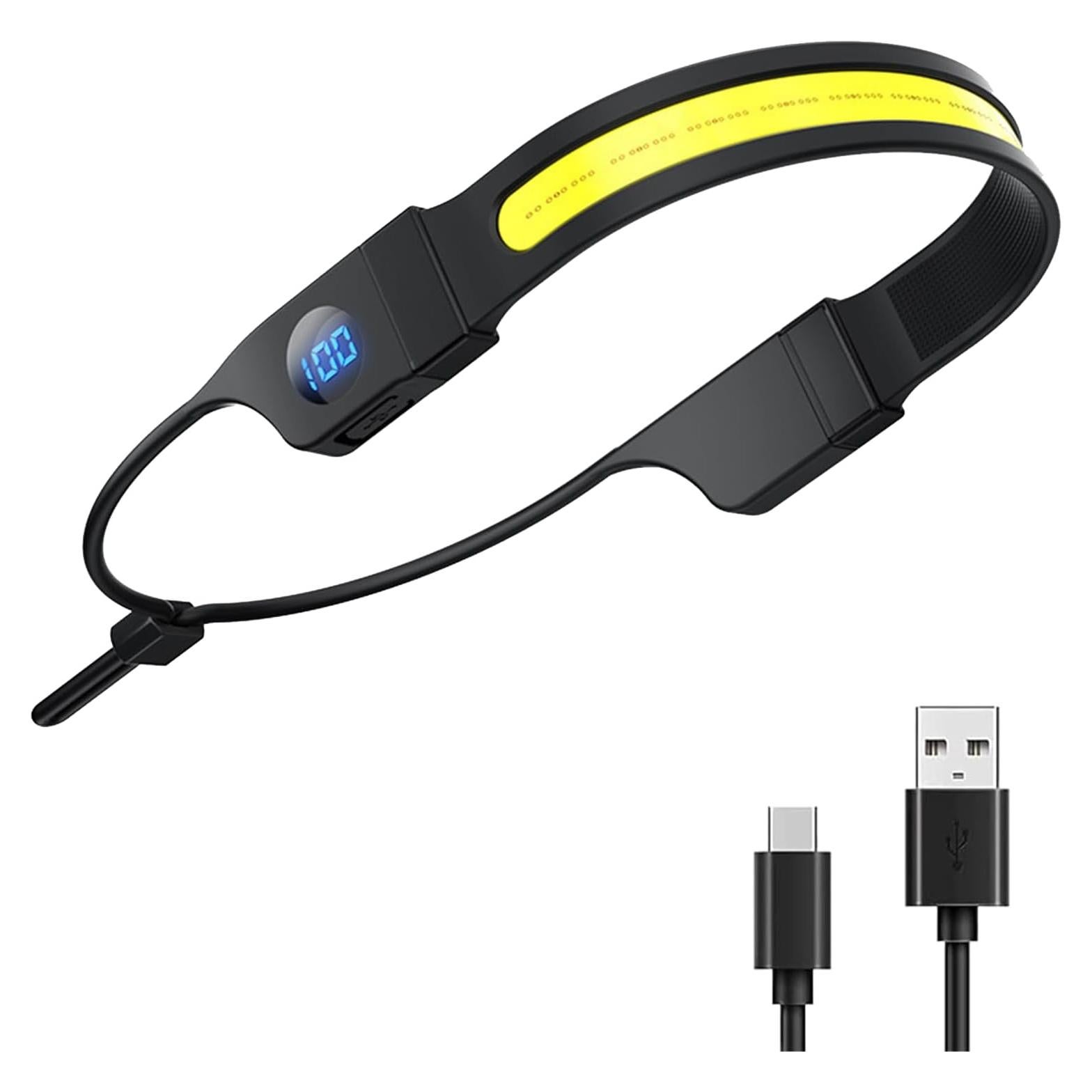 Linterna Frontal Recargable LAKUMIQI 1000 Lúmenes LED Pantalla