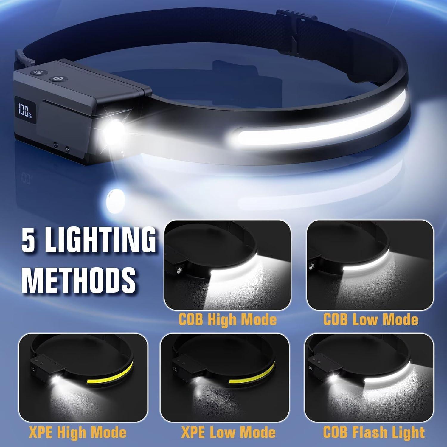 Lámpara Frontal LED Recargable BIAT 3PCS con Sensor de Movimiento