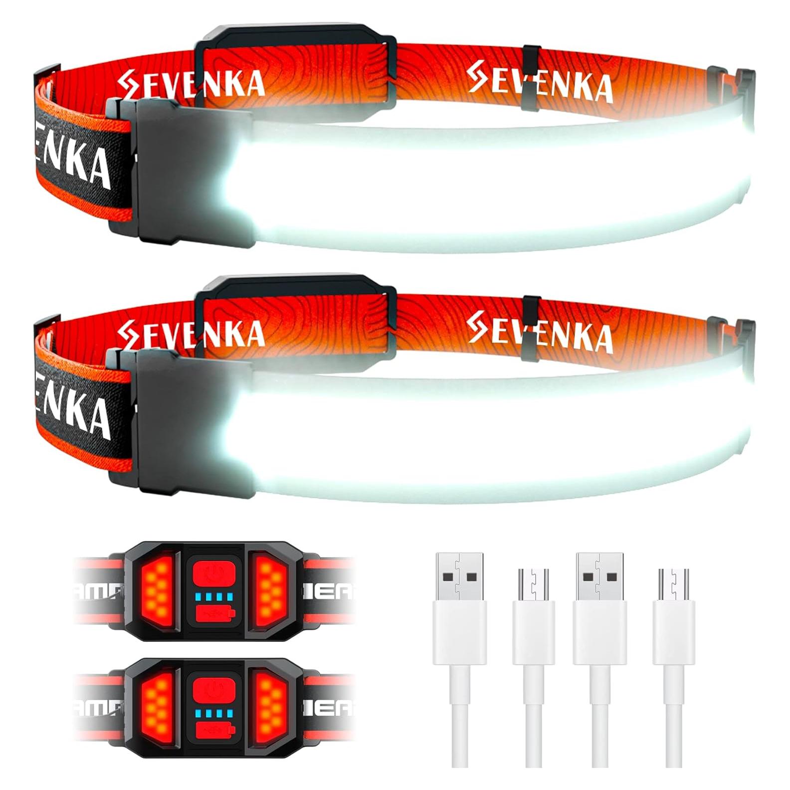 Linternas Frontales Recargables SEVENKA - 2 Unidades LED 1200mAh