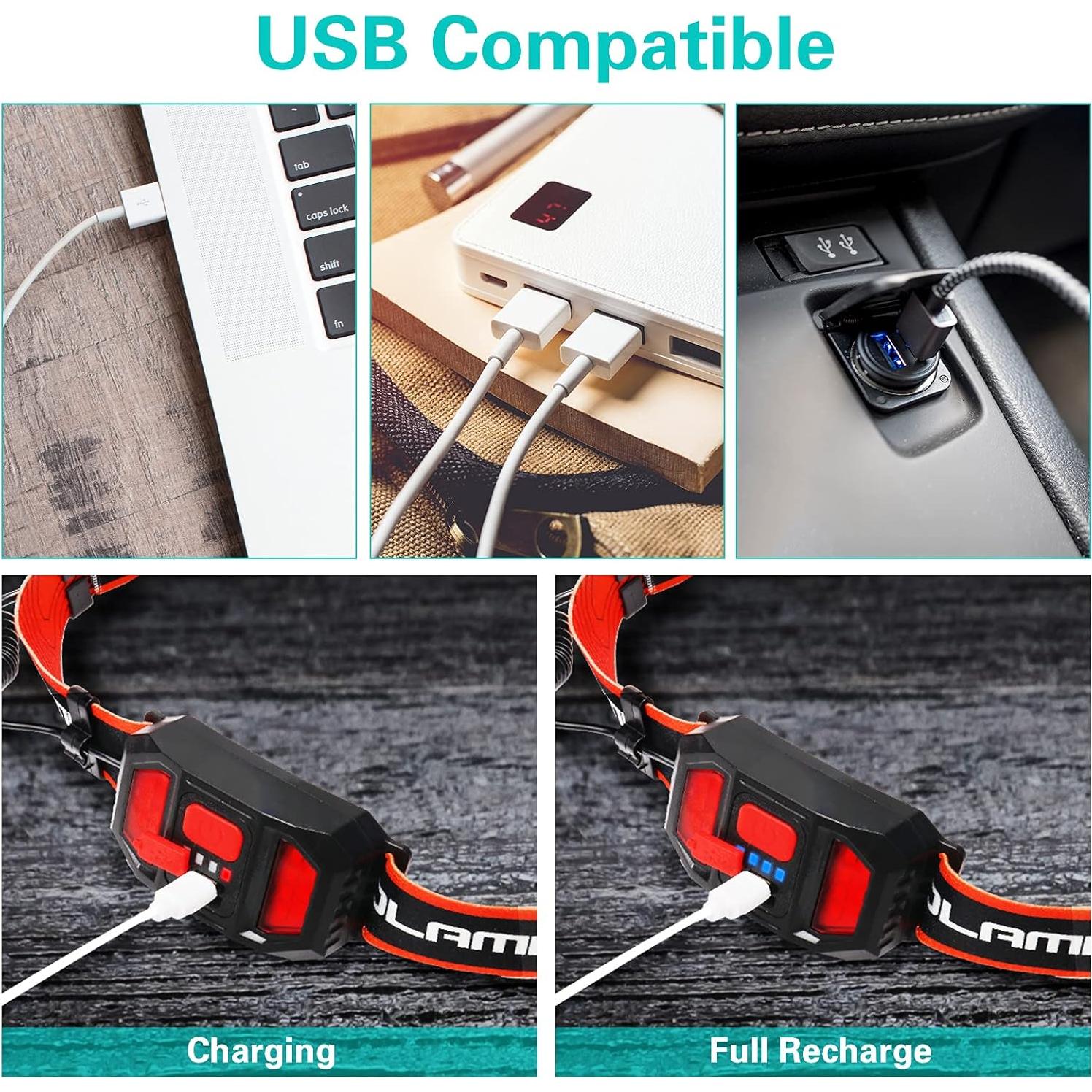 Linternas Frontales Recargables SEVENKA - 2 Unidades LED 1200mAh