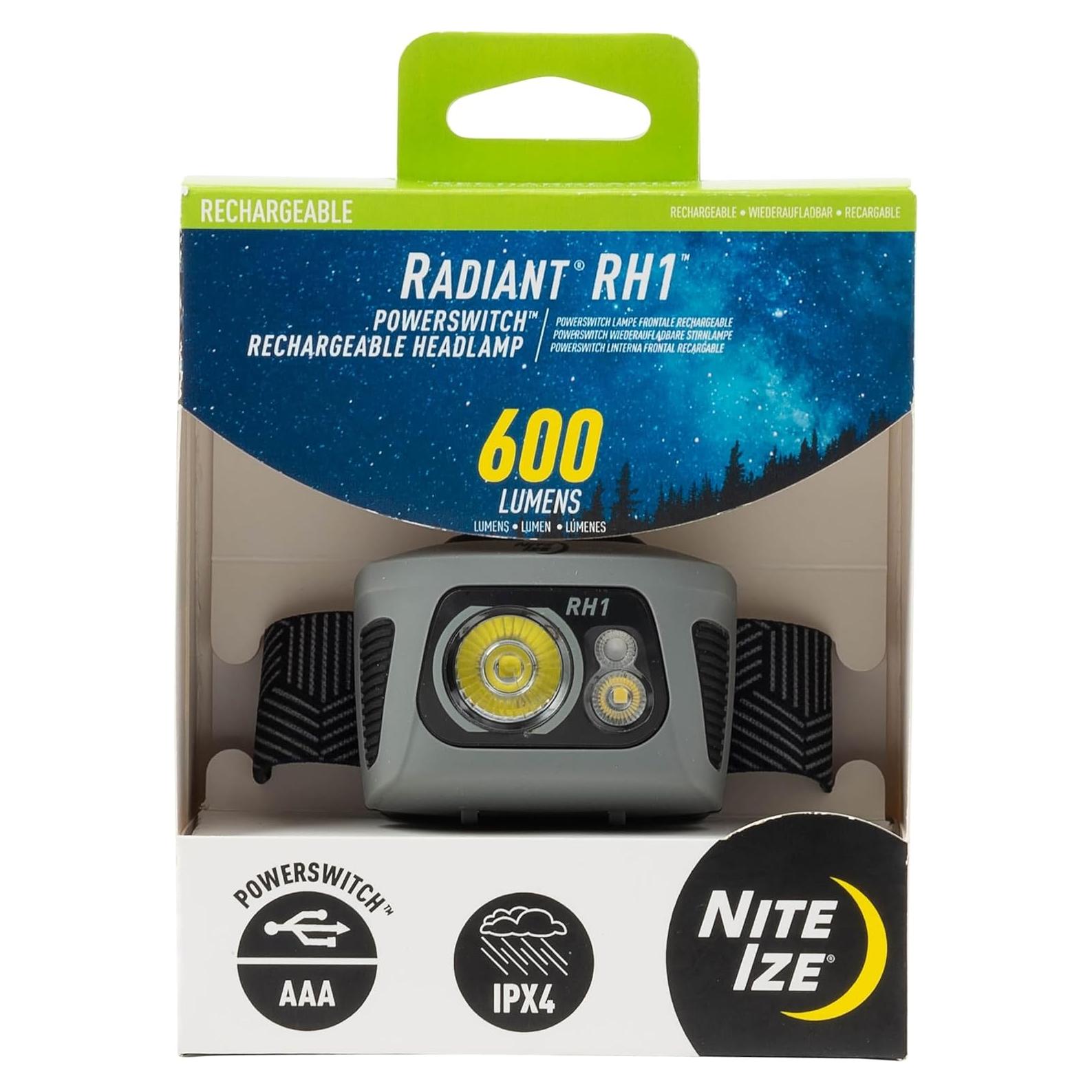 Linterna Frontal Nite Ize RH1 Recargable 600 Lúmenes IPX4