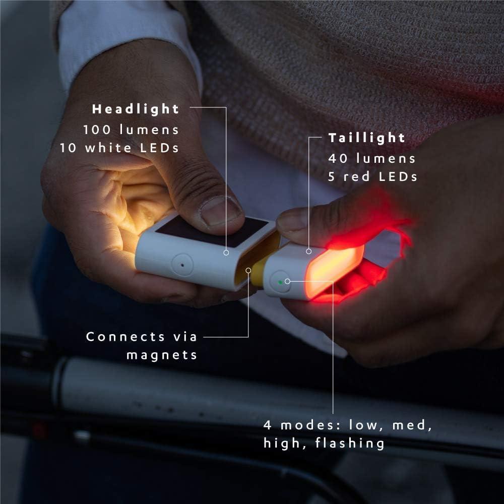 Conjunto de Luces de Bicicleta BioLite Luci | Faro 100 Lúmenes | Luz Trasera 40 Lúmenes RGB | Recargable Solar y USB | Impermeable IPX4