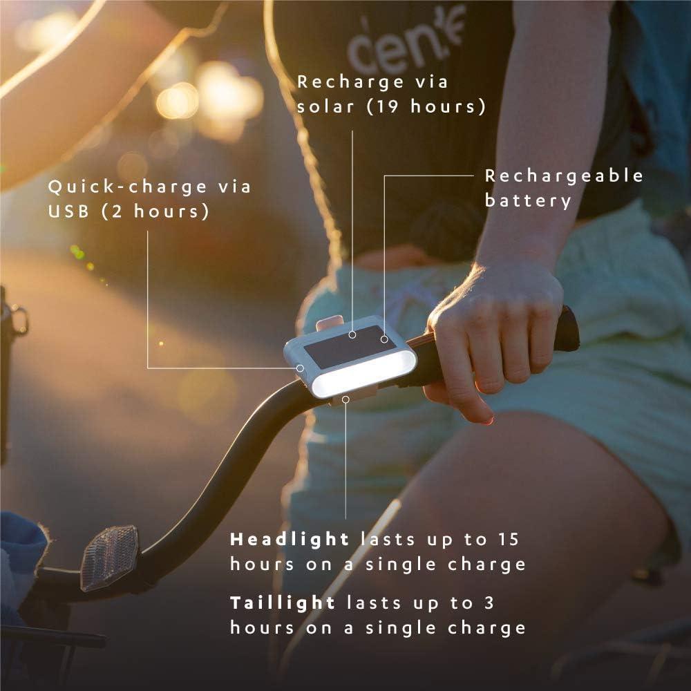 Conjunto de Luces de Bicicleta BioLite Luci | Faro 100 Lúmenes | Luz Trasera 40 Lúmenes RGB | Recargable Solar y USB | Impermeable IPX4