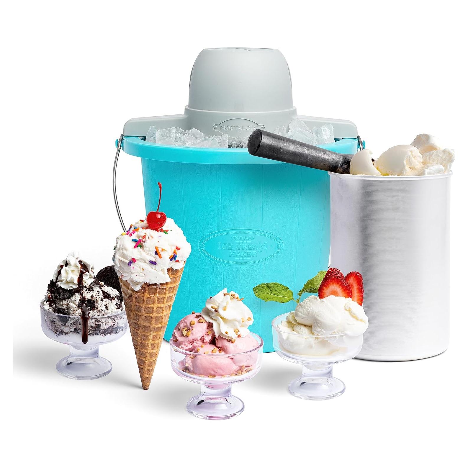 Máquina de Hacer Helados Nostalgia 4L Eléctrica Azul