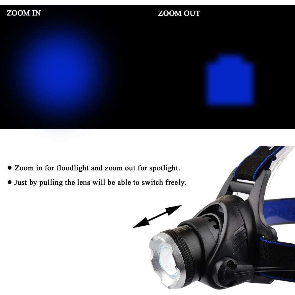 Linterna Frontal LED Azul GaiGaiMall Resistente al Agua 3 Modos