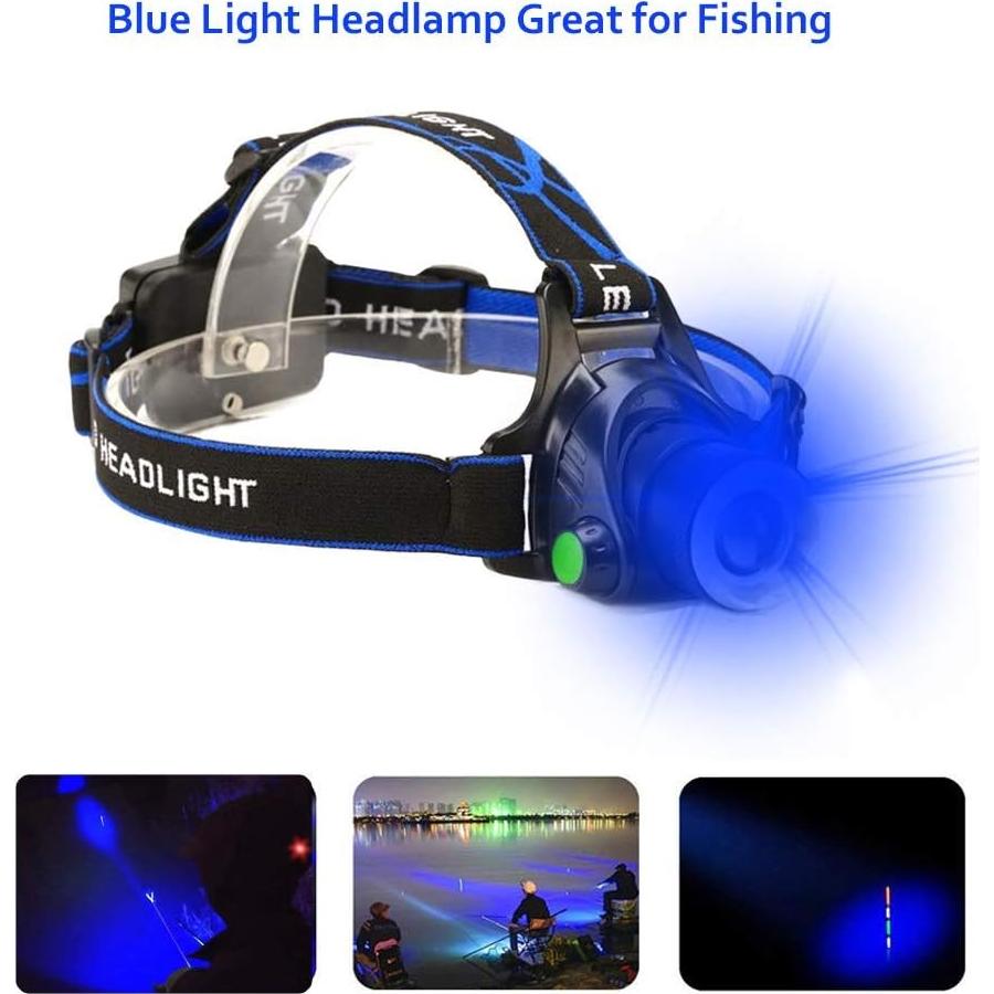 Linterna Frontal LED Azul GaiGaiMall Resistente al Agua 3 Modos