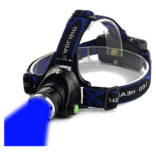 Linterna Frontal LED Azul AuKvi 3 Modos Zoomable Resistente al Agua