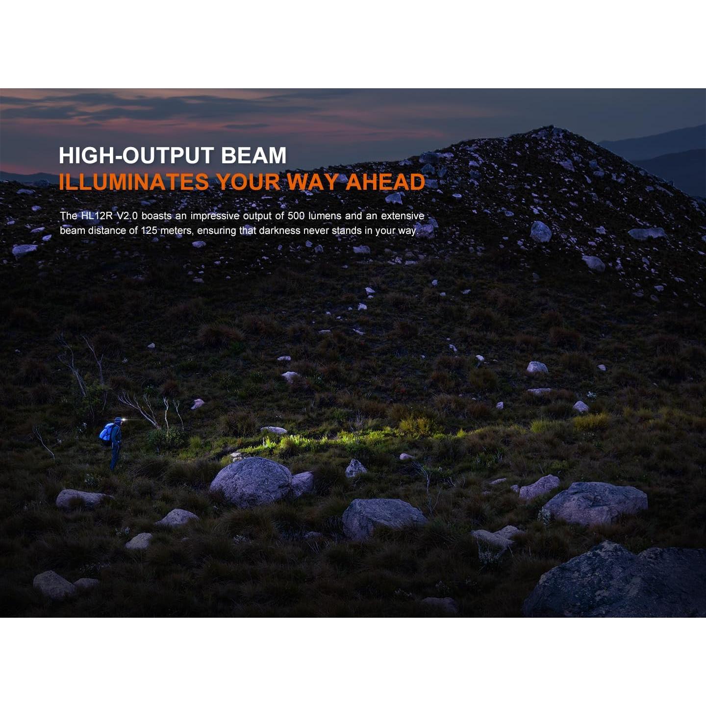 HL12R V2 USB Rechargeable 500 Lumen LED headlamp with EdisonBright USB Charging Cable (Grey)