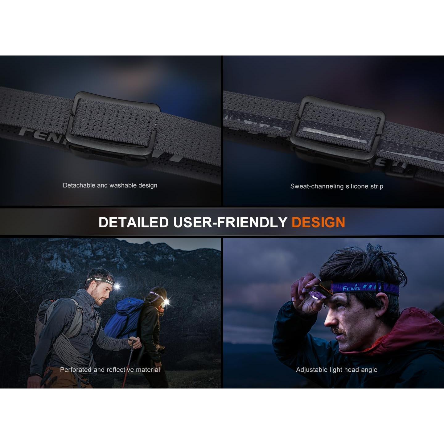 HL12R V2 USB Rechargeable 500 Lumen LED headlamp with EdisonBright USB Charging Cable (Grey)